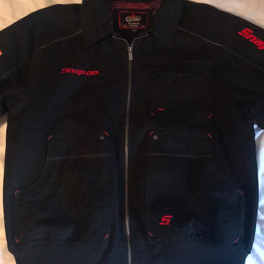 Snap on, heavy coat.  Offers welcome